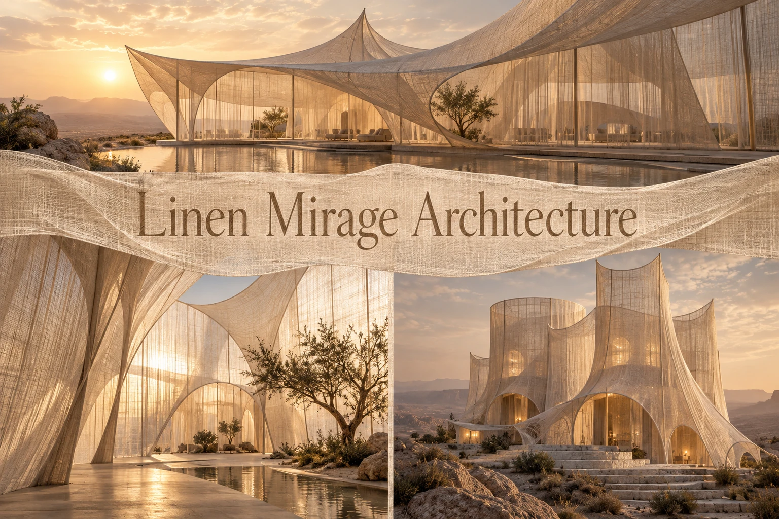 Three membrane-building studies around the centered Linen Mirage Architecture title