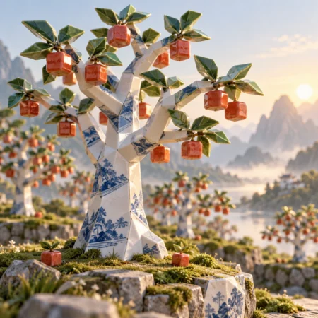 Porcelain Pixel Orchard