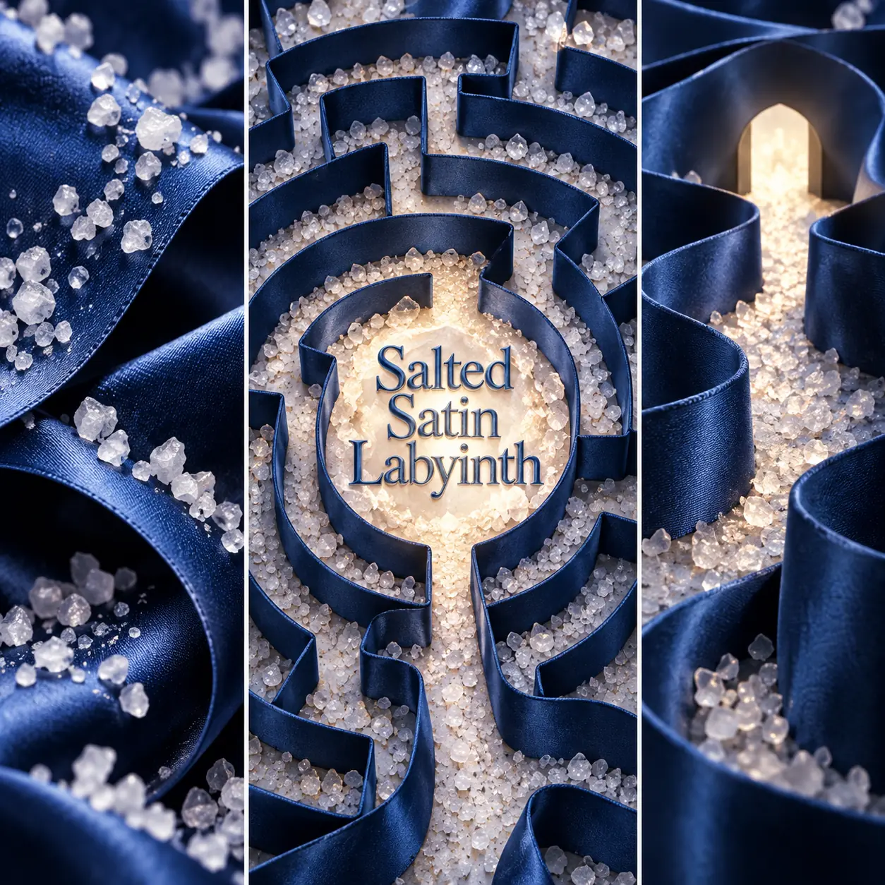 Satin-and-salt maze studies around the centered Salted Satin Labyrinth title