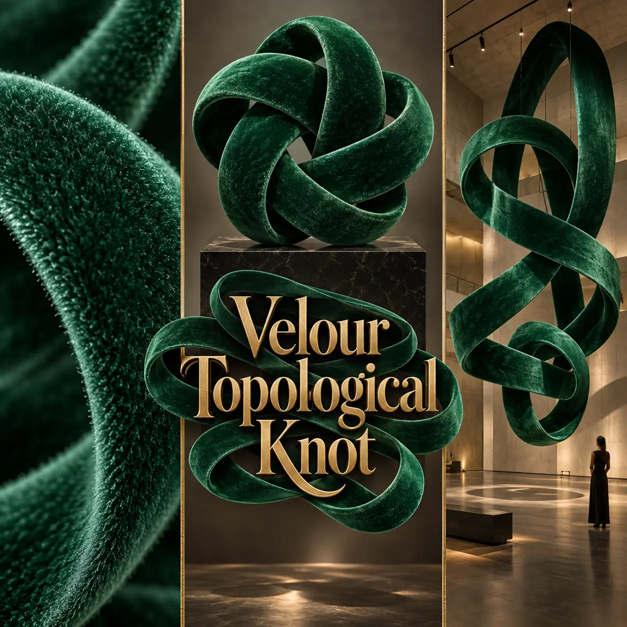 Velour ribbon studies around the centered Velour Topological Knot title